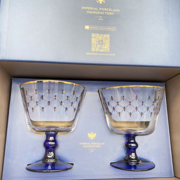 Copas de vino Ruso Cobalto Azul Neto Cristal Copa Roja Whisky Par Alto Jugo Luz Regalo de lujo 230923