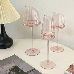 Verres à vin vente Flamingo rose rouge tasses verre à Champagne avec bouche inclinée petit gobelet en cristal d'eau rafraîchissante