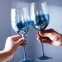 Verres à vin en verre de cristal, ciel étoilé, gobelet bleu rouge, ménage, haute beauté, lumière de luxe, fête d'eau, Champagne