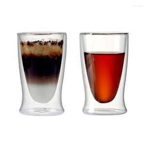 Verres à vin Ensemble de 2pcs 6ounces 2 couches Isulatules Glass Boison Tobin pour expresso latte thé 180 ml