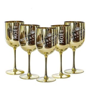 Wijnglazen set van 6 gouden acryl plastic champagne bekerbeker 221124