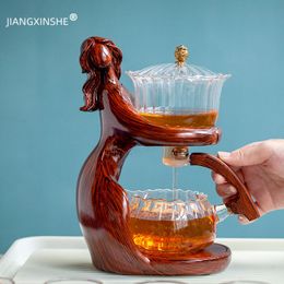 Wijnglazen ingesteld teh otomatis cangkir Kungfu pembuat tahan panas tempat kaca infusers thee ware 230328