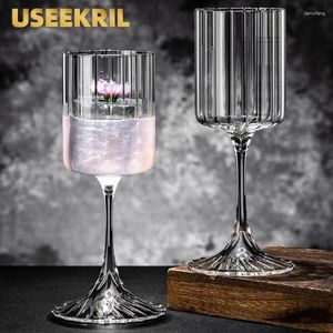 Wijnglazen eenvoudige gestreepte cocktailbekers Glas Goblet Creative Red Cup sfeervolle champagne bar keukengereedschap