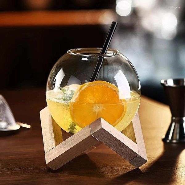 Copas de vino esféricas para cóctel, copas de cristal creativas con soporte, accesorio de barra personalizado Molecular