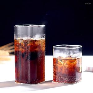 Verres à vin verre carré Transparent boisson froide grande capacité créatif café glacé lait thé boire tasse de bière rouge