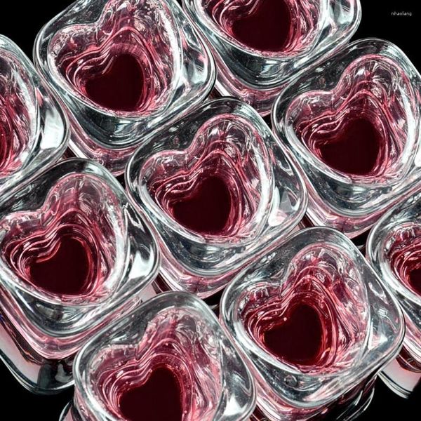 Copas de vino cuadradas con forma de corazón, taza creativa transparente gruesa tipo S, regalo para amantes