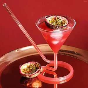 Wijnglazen Stro Cocktailglas 2-in-1 Creatieve Festival Party Transparante Cup Bar Club Mok Voor Melksap Whisky