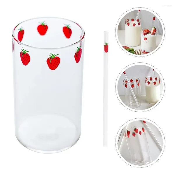 Verres à vin en verre à fraises, résistant à la chaleur, cadeau pour étudiant, vaisselle liquide, gobelets jetables transparents