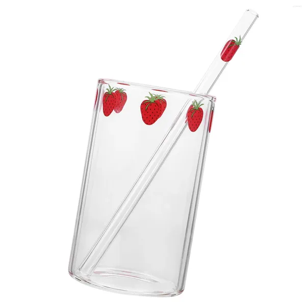 Verres à vin, verre à fraises, tasse à lait, vaisselle liquide, pailles en plastique, gobelets jetables pour la maison, transparents, adorables