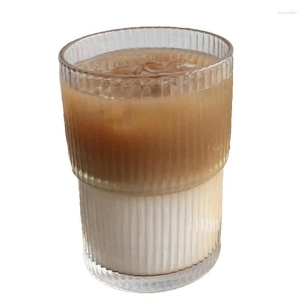 Verres à vin à rayures, verre à café, à rayures verticales, tasse à thé transparente, tasses élégantes pour le lait