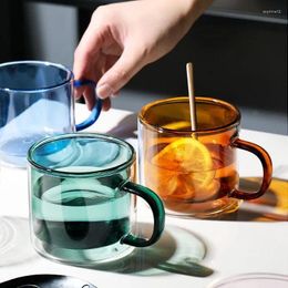 Verres à vin tasse de thé en verre élégant Cadeau parfait pour les êtres chers de 250 ml à la main tasses colorées à la main tasses en couches doubles