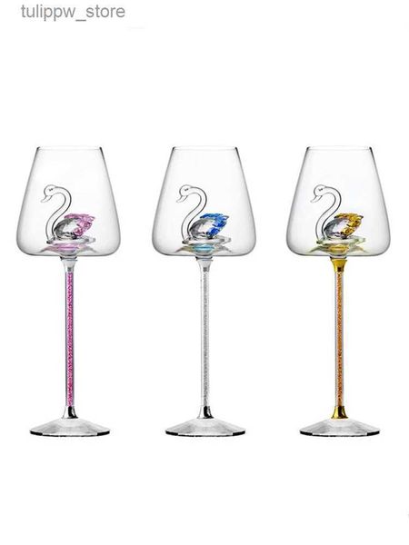 Verres à vin Cygne Coupe En Cristal Pour Déesse À La Main À La Mode Ensemble de Vin Extrême Luxe Club Bordeaux Verres Reine Sherry Gobelet Livraison Directe L240323