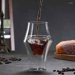 Wijnglazen Theekop Dubbele glazen wandbekers voor koffiemok Transparante bodem Parie Koude muren Koffie Drinkgerei Keuken Eetbar