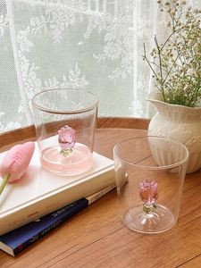 Verres à vin pour les verres à vin rose en trois dimensions haut de gamme de verre à sens de verre couche à eau de fée exquise
