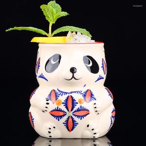 Wijnglazen Tiki Cup Creative Panda Shape Glass Hawaii Cocktail Ceramic Cute Drinking Drinking Whisky Bar Accessoires