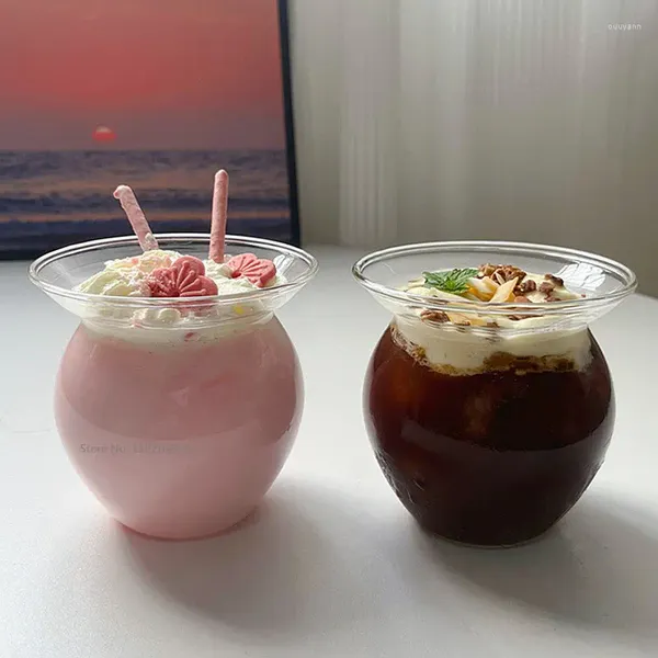 Verres à vin en verre transparent en verre personnalisé au lait perlé tasse de thé à la chaleur à la chaleur de crème glacée tasse autel pour les fournitures de fête