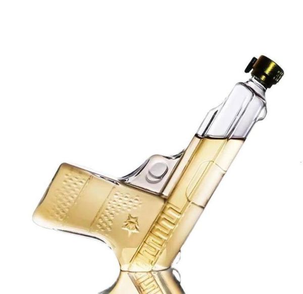 Verres à vin Forme de pistolet transparent bouteille en verre de vin décanteur accessoires de bar à whisky Art créatif décoratif petits ornements 22866785
