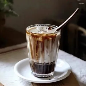 Wijnglazen transparant verticale streepglas kopje retro ijs Amerikaanse koffiemok thuis café latte cups melk vruchtensap drink 250 ml