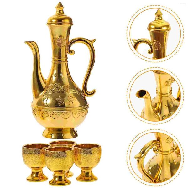 Casas de vinos Juego de cafetería turco Jarra de molduras de oro Vintage Exquisito Decanter Decantador Agua Sagrada Agua