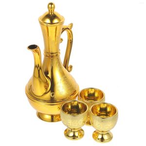 Verres à vin Turkish Coffee Set Vintage Decor Chalices Gobblets Gold Water Kettle Teapot