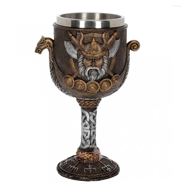 Casas de vinos Viking Warrior Dragon Ship Chalice Clublet Acero inoxidable Odin como Halloween Fan Gift Showware