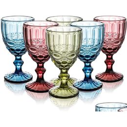 Wijnglazen vintage cocktailglasbekers gouden rand mti gekleurde glaspastie bruiloftsfeest groen blauw purple roze gokjes 10oz fy5509 drop dhkha