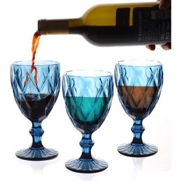 Verres à vin Gobelets en verre vintage en relief à tige assortie à boire de couleur pour l'eau jus de boisson 064526 Drop Delivery Home Gar Dhayh