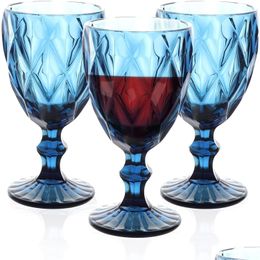 Wijnglazen Vintage Glazen Bekers Reliëf Gesteeld Diverse Gekleurde Drinken Voor Water Sap Drank 064525 Drop Delivery Home Gar Dhldd