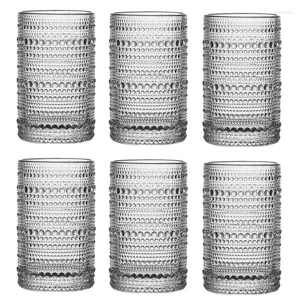 Verres à vin Vintage Hobnail, ensemble de 6 tasses d'eau potable, verrerie de Bar pour bière, whisky, lait