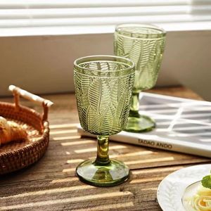 Wijnglazen Vintage Geweven Glas Groene Reliëf Goblet