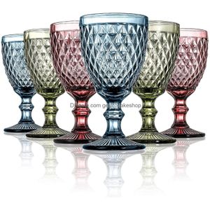 Verres à vin Gobelets d'eau Fête de mariage Verre rouge pour boire du jus Conception en relief Livraison directe Maison Jardin Cuisine Bar à manger Dr Dh59A