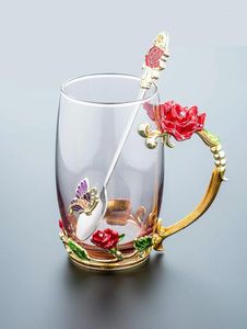 Wijnglazen bruiloft geschenk glazuur glas 320 ml 350 ml Water Cup Flower Tea Cups Huishoudelijke set Coffee Mok bier