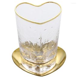 Verres à vin mariage amour en forme de verre ensemble tasses à café lavage tasse plateau doré Couple brosse à dents romantique lait Kit tasse pour cuisine