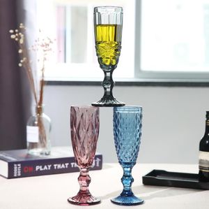 Copas de vino al por mayor 150 ml 4 colores Estilo europeo Lámpara de vidrieras en relieve Copas gruesas Entrega de gotas Hogar Jardín Cocina Dini Dhupr