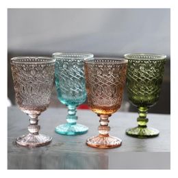 Verres à vin en gros 270 ml de verre de style européen en relief lampe teintée épaisse gobelets 7 couleurs décoration cadeaux livraison directe maison gar dhl1p