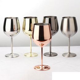 Wijnglazen wijnglazen 500 ml 304 roestvrijstalen glazen glazen sap drinkverblindend feestbarware limitecapaciteit bar accessorie dh8zf