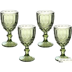 Verres à vin Verres à vin Gobelets d'eau colorés 10 oz Verre rouge de fête de mariage pour boire du jus Conception en relief Livraison directe Accueil Ga Dhm8C