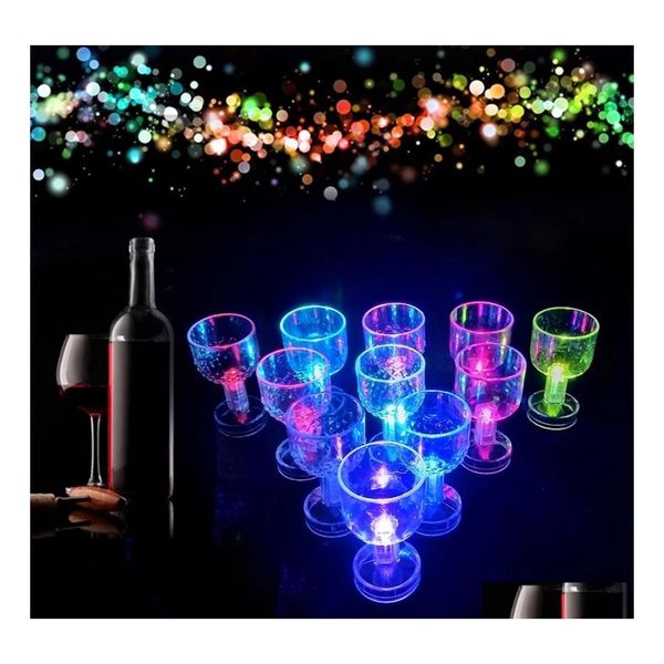 Verres à vin verres à vin LED Couleur flash changement d'eau activée allumée champagne bière whisky 50 ml boisson verre conception élégante d dhjii