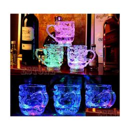 Copas de vino Copas de vino Led Flash Mágico Cambio de color Dragon Cup Agua Activada Lightup Cerveza Café Para Whisky Bar Taza Viaje Gi Dhu05