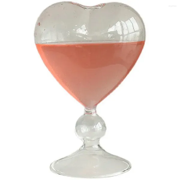 Verres à vin avec paille, verre Transparent, décoration de la maison, Vase créatif en forme de cœur pour femme, belle eau