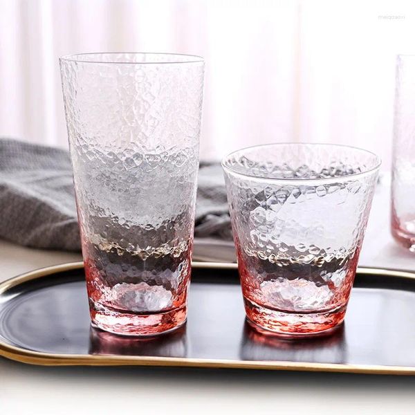 Verres à vin flétris créatif japonais coloré marteau motif de verre tasses de verre ménage