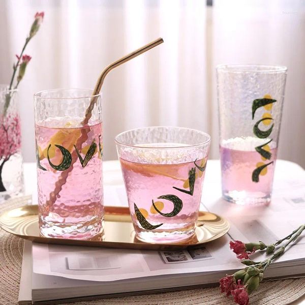 Copas de vino de martillo con martillo pintado a mano japonés topes de vidrio estampados pequeños vendedores de calle con jugo de chrysanthemum sets de regalo Han