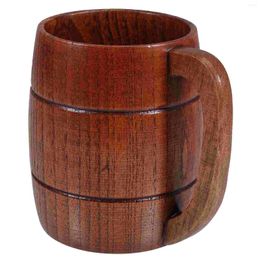 Copas de vino Taza de café de madera Tazas de cerveza Té de laca natural de madera con mango para fiesta en casa 350 ml (Color)