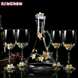 Wijnglazen XINCHEN Europese Emaille Rode Glazen Karaf Set Creatieve Kristal Champagne Beker Huwelijkscadeau 230923