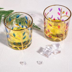 Verres à vin Zecchin Design Murano Whisky Verre Feuille Motif Whisky Tumbler Italien National Quintessence Coloré Cristal Tasse Bière Tasse