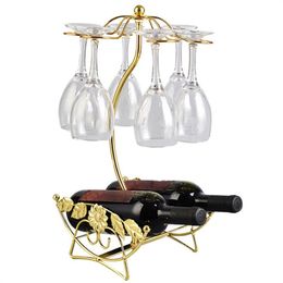 Casier à vin Porte-bouteille de vin Porte-gobelet en verre Présentoir de bouteilles de champagne Support de verres à boire suspendus Étagère de support de verres à pied Preferr282y