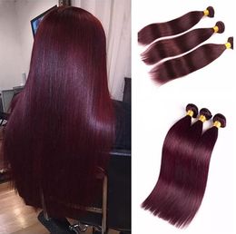 Wine Red 99J Rechte haar Bundels Braziliaanse Bourgondische maagdelijk Human Hair Weaves