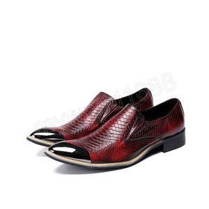Vin rouge en cuir véritable hommes chaussures formelles grande taille bout pointu hommes fête de mariage chaussures plates hommes robe chaussure