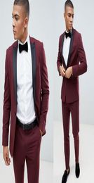 Vin rouge Men039s robe de mariée coupe ajustée costumes formel bal marque concepteur sport Groomsman Tuxedos costumes veste pantalon 4745491