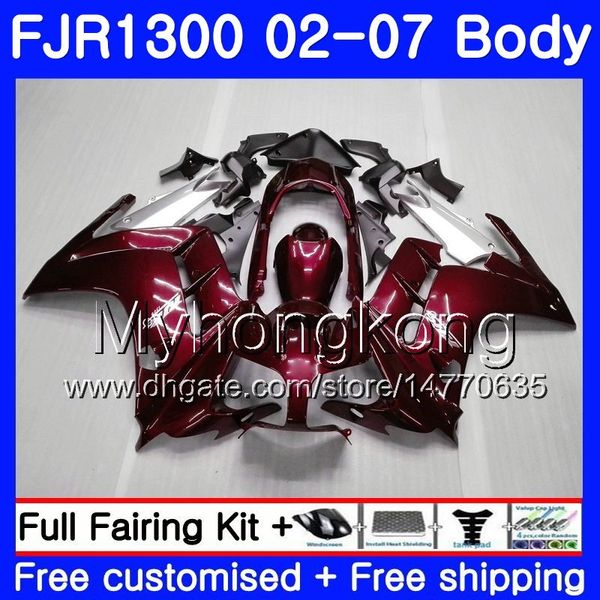 Cuerpo rojo vino para YAMAHA FJR1300A FJR1300 01 02 03 04 05 06 07 2AAHM.17 FJR 1300 FJR-1300 2001 2002 2003 2004 2005 2006 2007 Carenado